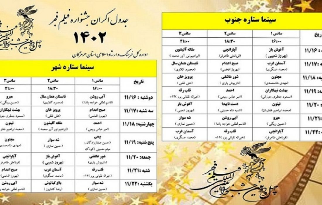 نمایش فیلم‌های دومین روز جشنواره فیلم فجر در بندرعباس