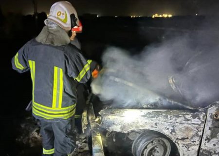 حریق خودرو حامل سوخت در جاده بندرعباس – میناب