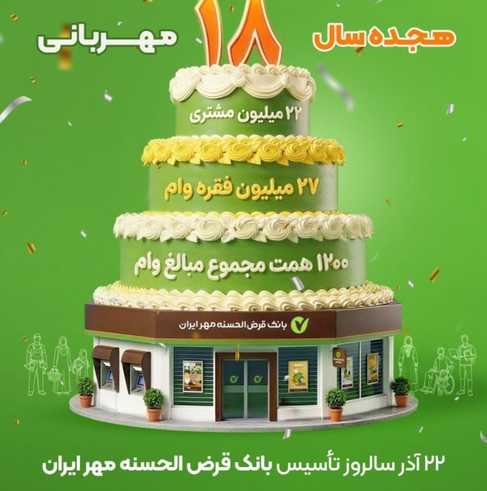 ۱۸ سال «مهربانی» بانک قرض الحسنه مهر ایران