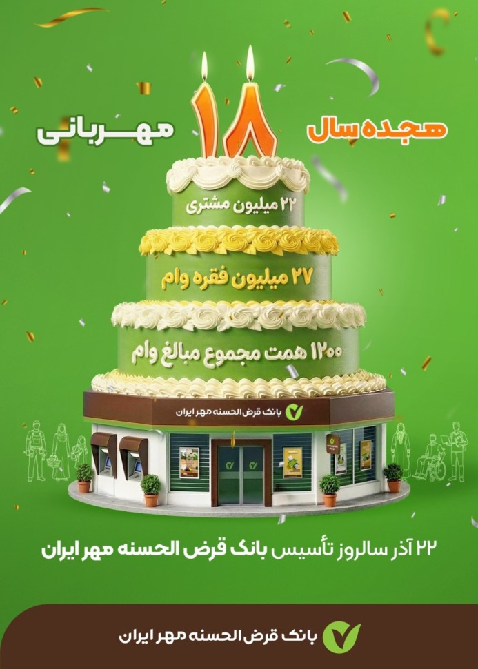 ۱۸ سال «مهربانی» بانک قرض الحسنه مهر ایران
